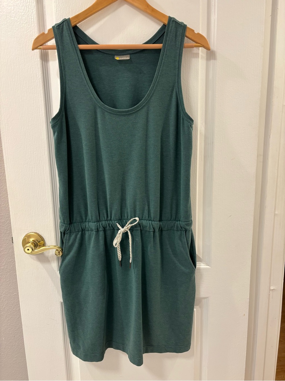 Zella Gwen Ponte Knit Tank Dress Sleeveless Cinched Drawstring Waist Athletic